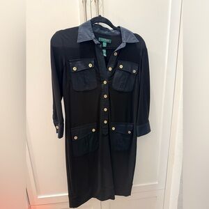 Ralph Lauren Black Button-Up Dress with Gold Accents